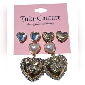 Juicy Couture 3pc Gold Heart Earrings